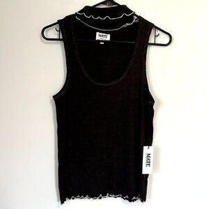 NWT MATE the Label Black Raylin Mockneck Tank - S/M